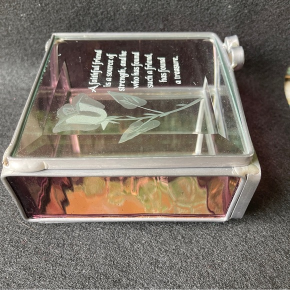 Trinket Box Leaded Glass lavender Faithful Friends - Picture 9 of 12